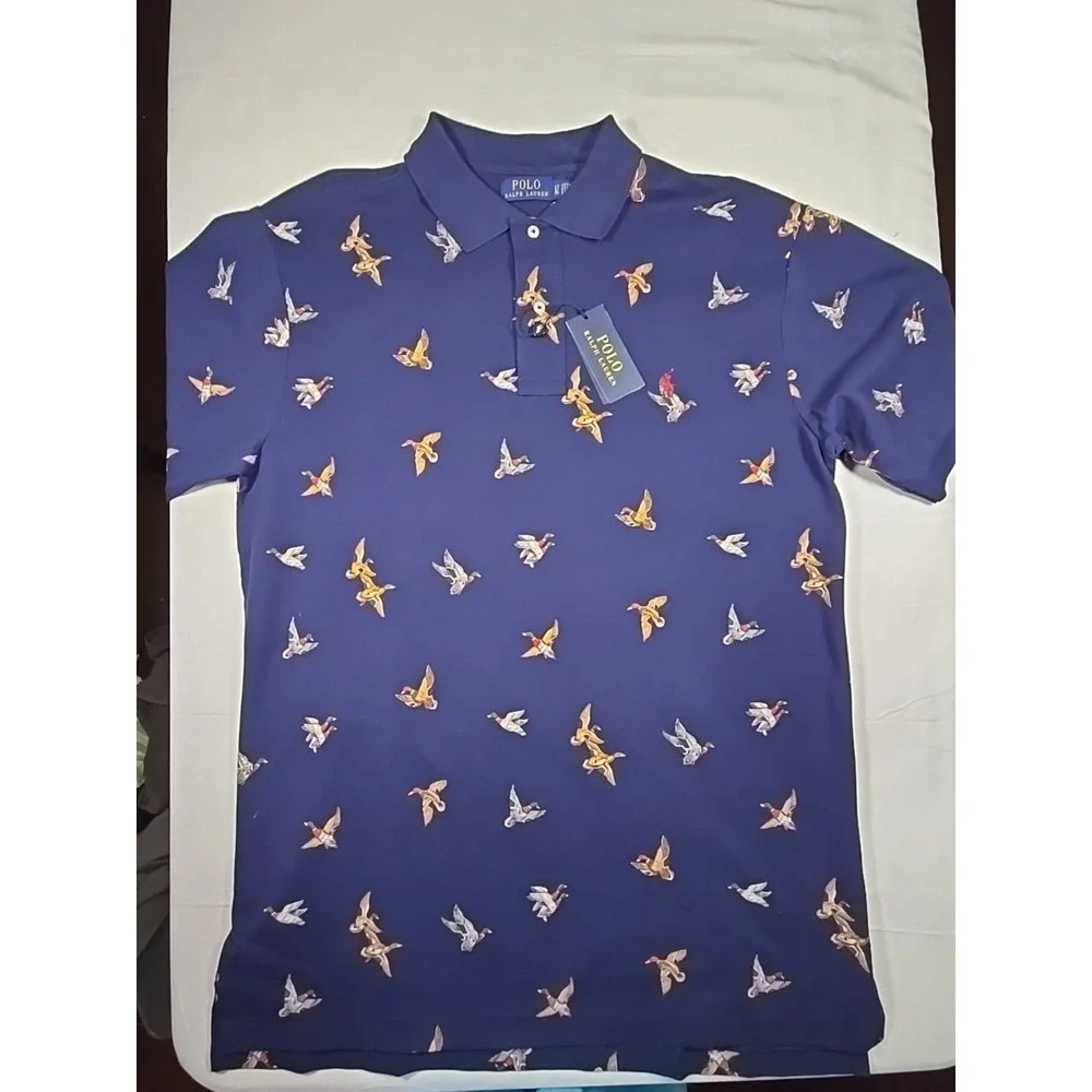 Polo Ralph Lauren Mens Large nwt Tall Short Sleeve Blue‎ Outdoor Ducks Classic